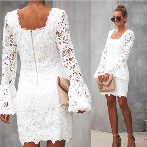Flynn Crochet Lace Bell Sleeve Dress